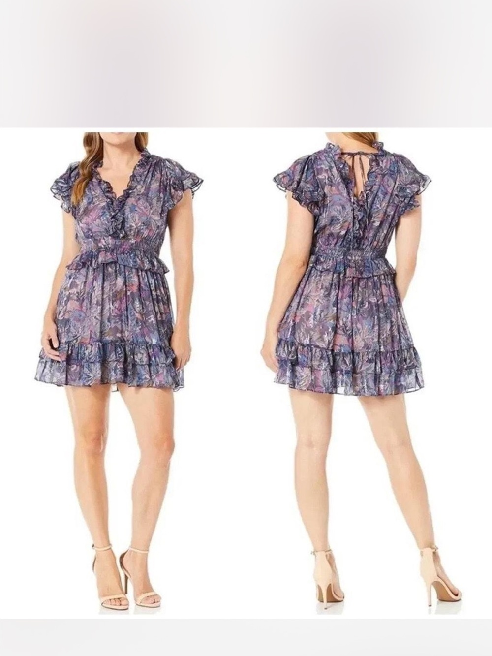 Rebaka taylor Ruffle V-Neck Mini Dress